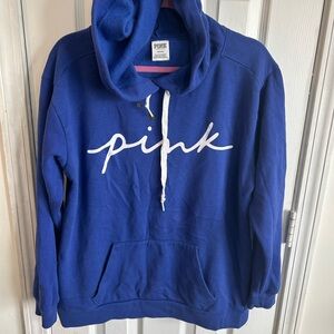 PINK Victoria's Secret Royal Blue Script Pullover Hoodie